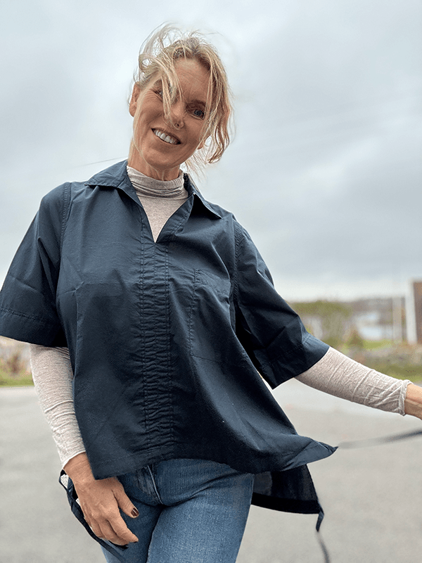13041 SkjorteTopp, Midnight Blue, Poplin