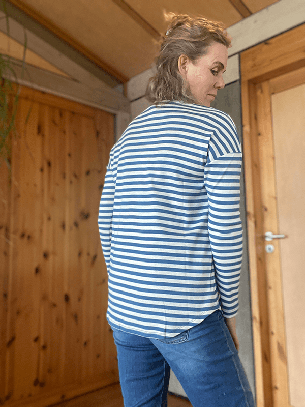 4306 T-Genser Loose, Denim / Raw White, Bomull