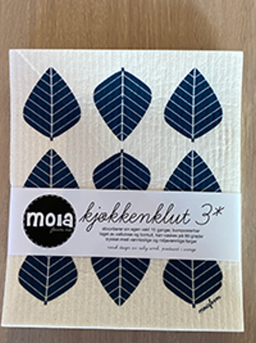 Kjøkkenklut Løv, Blå, 3 pk