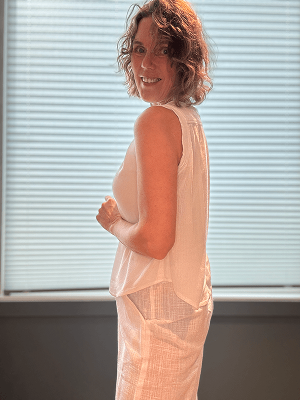 Venice Topp, Ivory, Rayon Crinckle