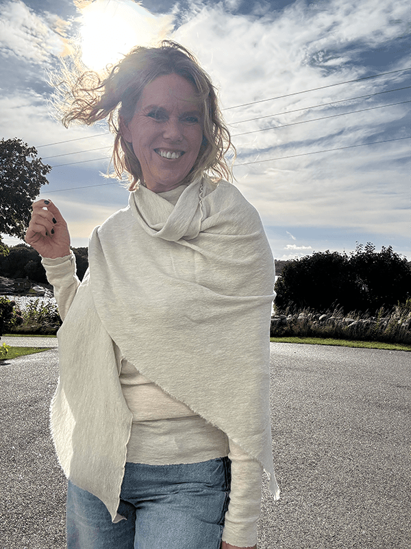 1063 Sjal Curling, Pearl Grey Melange, Merino