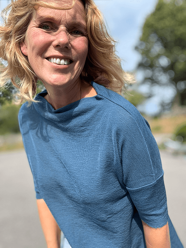 4083 T-Skjorte Vid Splitter, Denim Blue, Merino