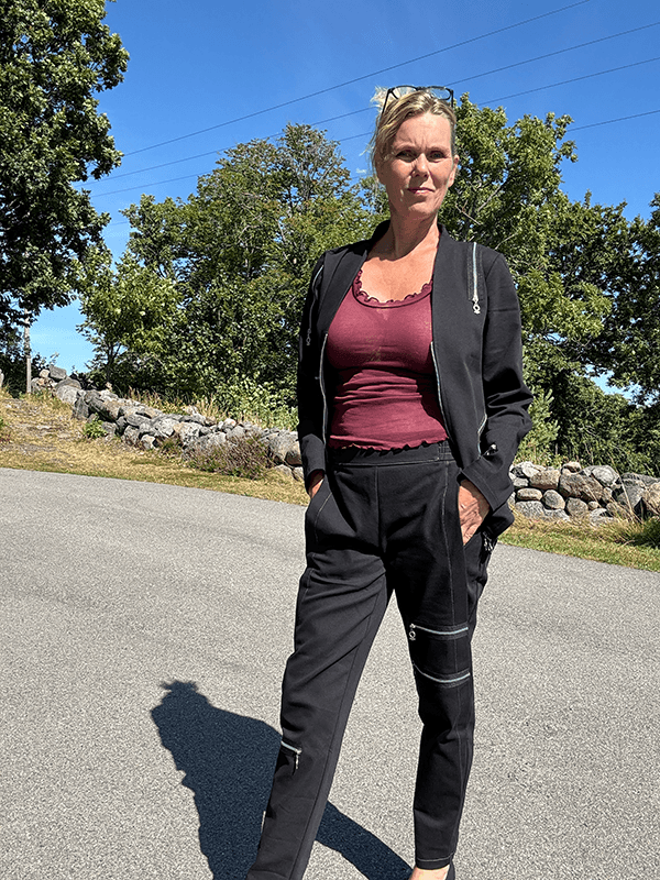 4166 Bukse Stretch, Smal, Black, Bomull