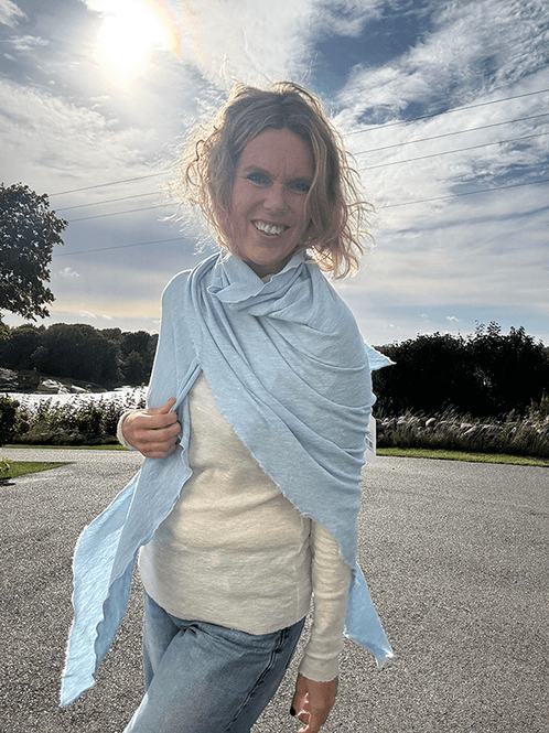 Hovedbilde 1063 Sjal Curling, Sky Blue Melange, Merino