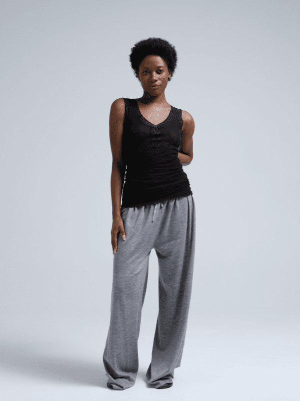 Cotton Lacey Tank Top, Bomull, Black