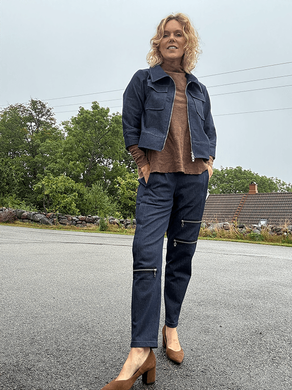 4166 Bukse Stretch, Smal, Blue, Bomull