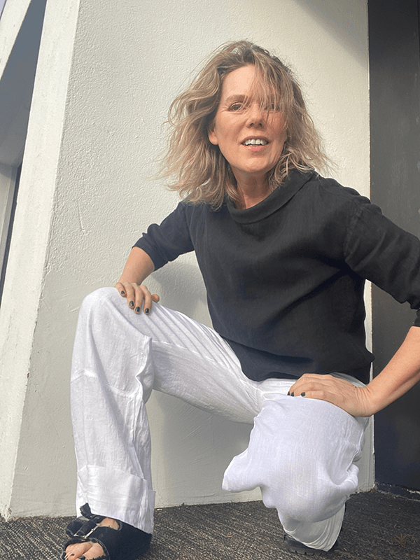 11033 Bukse Patch Pockets, White, Lin