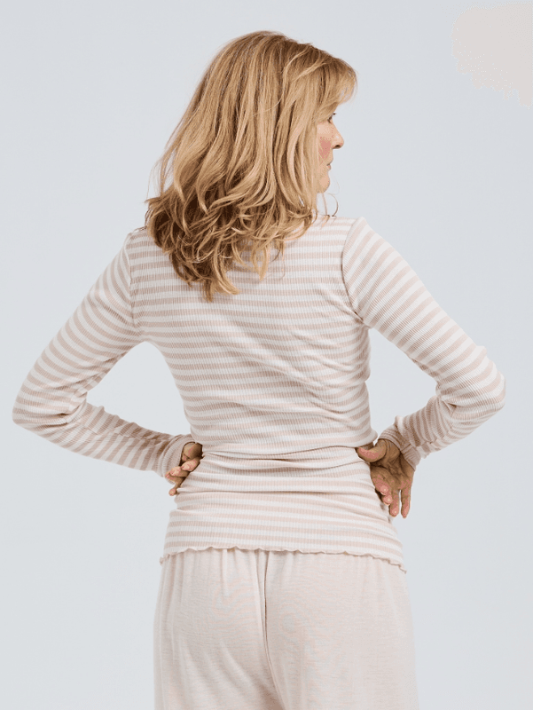 Silky Fiore T-Genser, Silke, Rosie Beige / Off-White