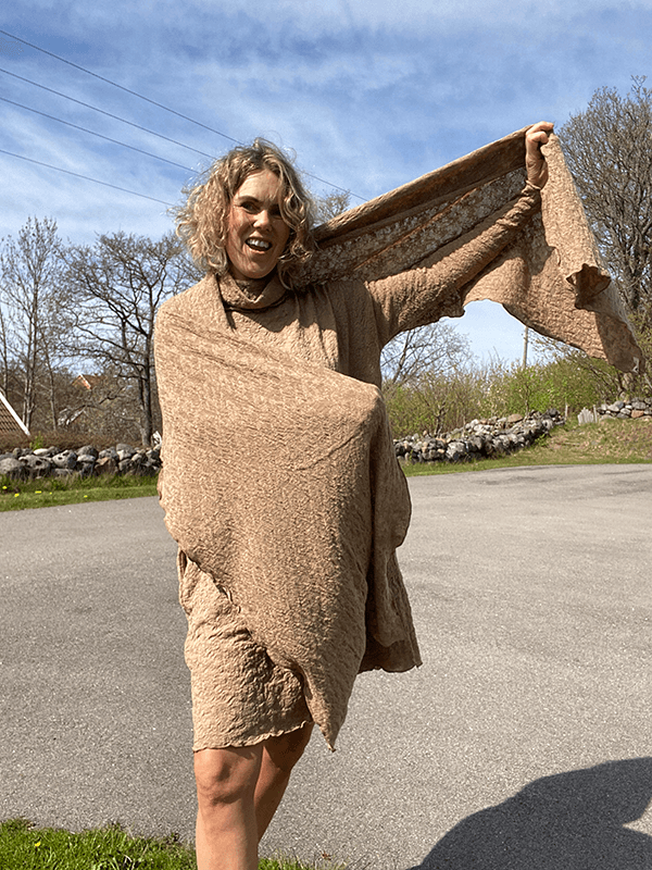 1503 Skjerf 58x200cm, Light Camel Melange, Bubble Wool