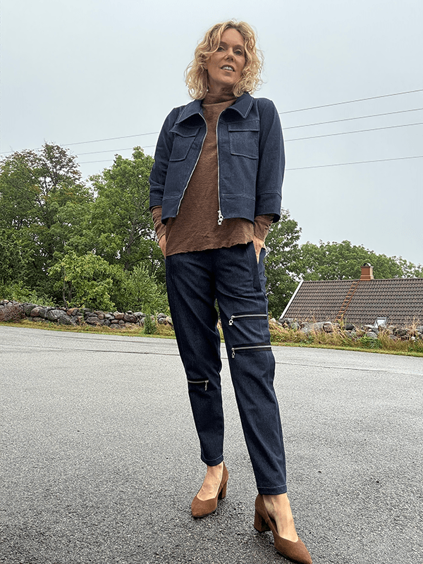 4166 Bukse Stretch, Smal, Blue, Bomull