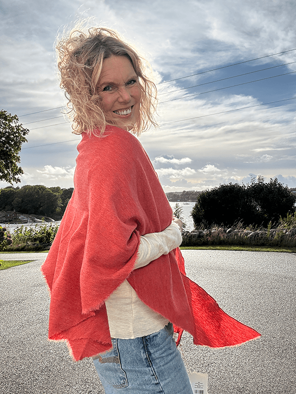 1063 Sjal Curling, Terracotta Melange, Merino