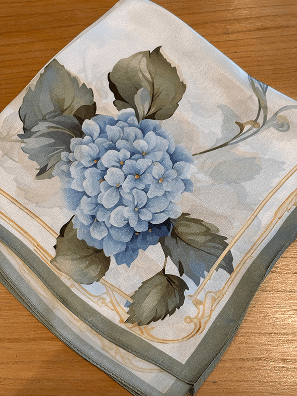 Silkeskjerf 53cm, Hortensia, Grønn / Blå