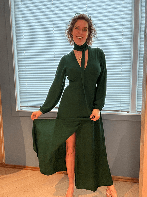 Goddess Kjole, Forest, Rayon Crinckle