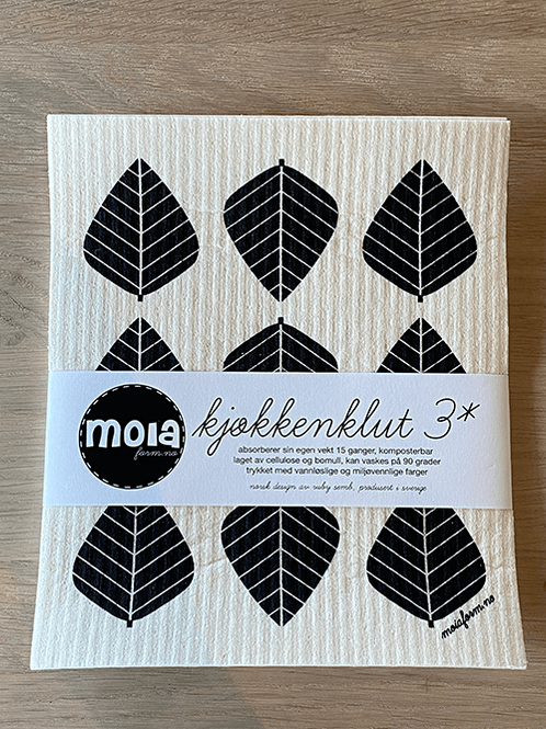 Hovedbilde Kjøkkenklut Løv, Sort, 3 pk