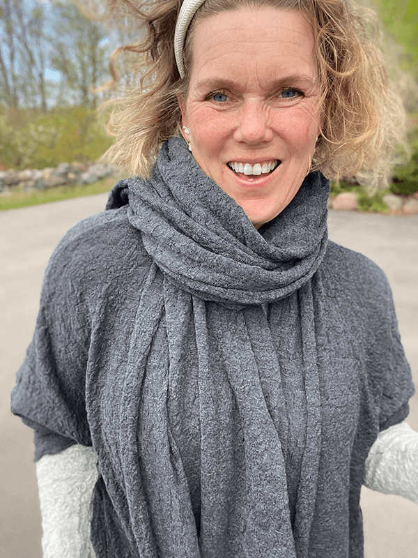 1503 Skjerf 58x200cm, Anthrasite Melange, Bubble Wool