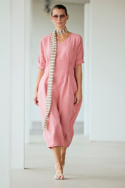 PreOrder: 11039 Dress Long, V-neck,Lin,  XS-XXL