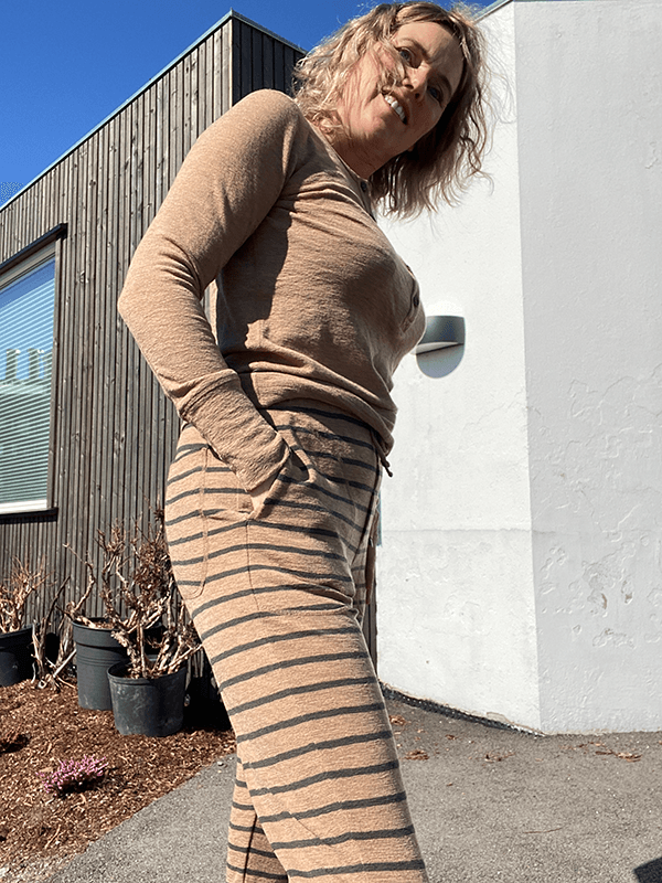 3009 Bukse, Light Camel / Black Coffee, Merino