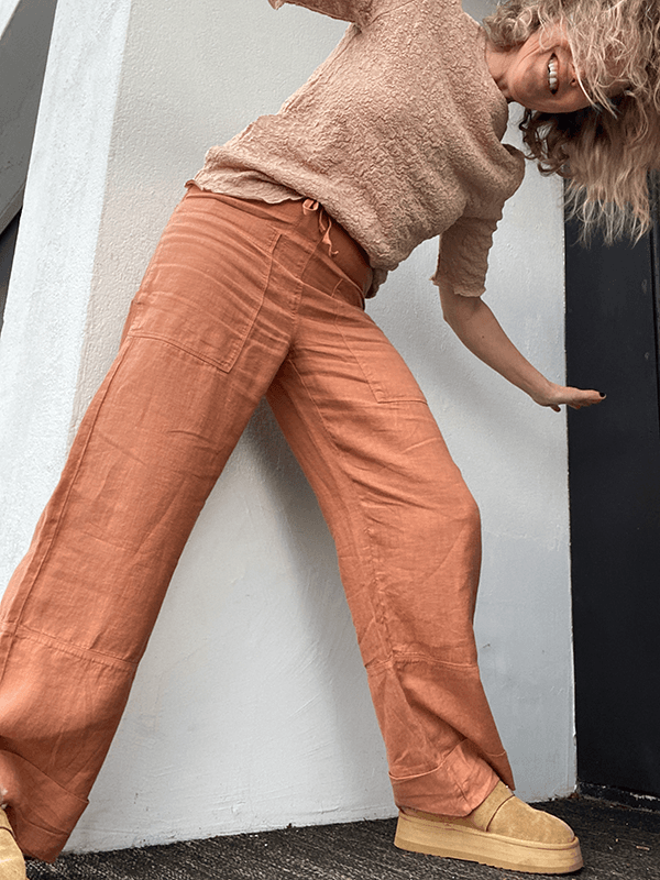 11033 Bukse Patch Pockets, Pecan Brown, Lin