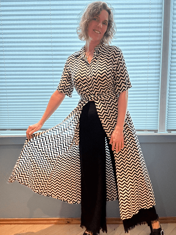 Lucca Kjole Zig Zag, Black / White, Rayon