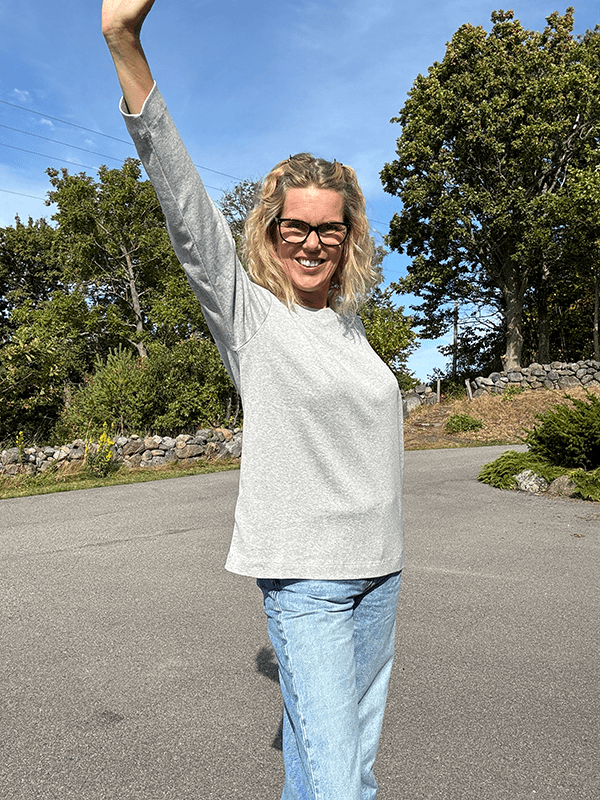 4324-1 Genser Relaxed LS u/logo, Dawn Grey Melange, Bomull