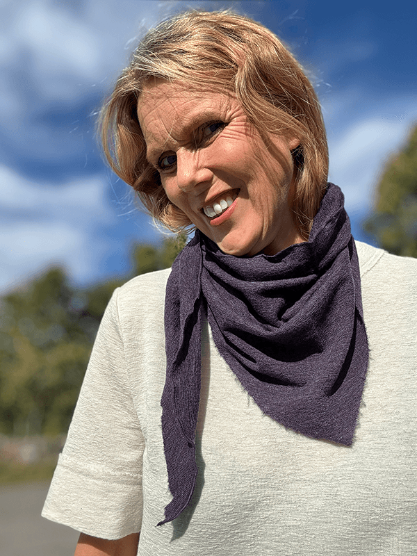1055 Knit Kerchief TriangelSkjerf (M), Plum Melange, Merino