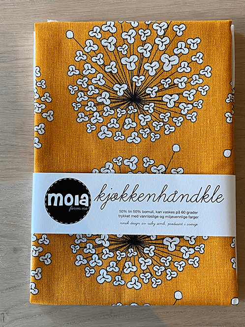 Hovedbilde Kjøkkenhåndkle Blomst, Okergul