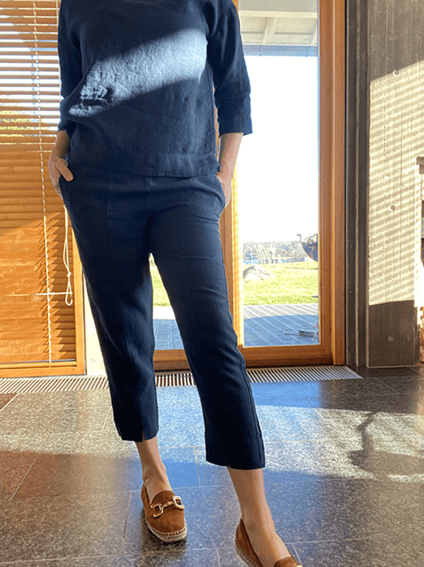 11003 Bukse Smal, Midnight Blue, Lin