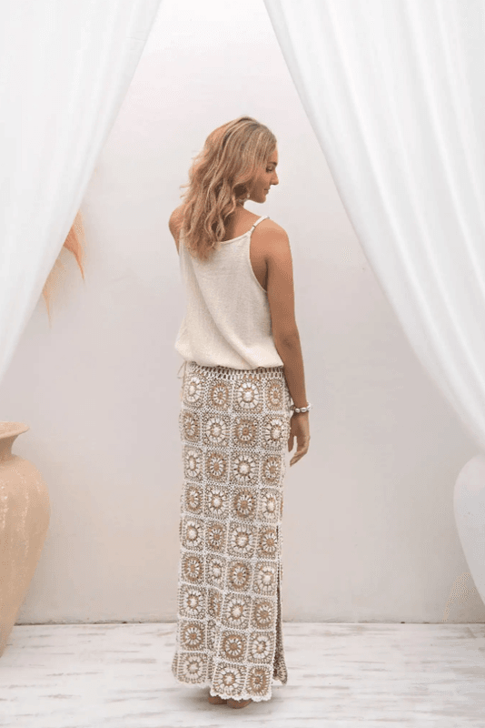 Fiji Skjørt, Ivory / Sand, Heklet