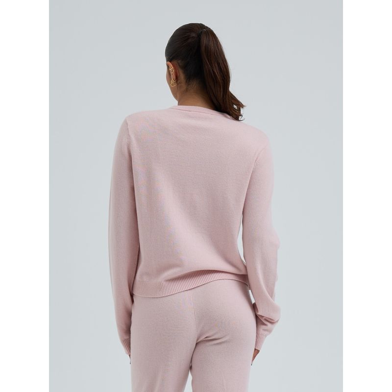 Wool Cashmere, Classic Crew Neck, Powder Pink, Merino / Cashmere