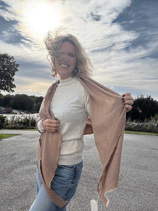 1063 Sjal Curling, Light Camel Melange, Merino