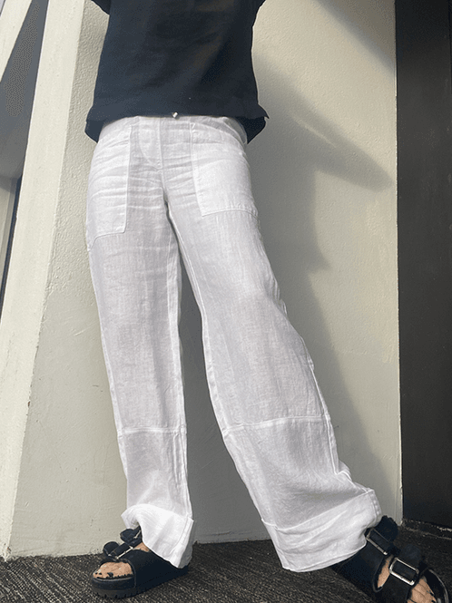 Hovedbilde 11033 Bukse Patch Pockets, White, Lin