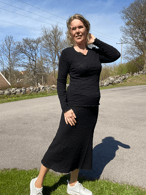 5503 Skjørt, Black, Bubble Wool