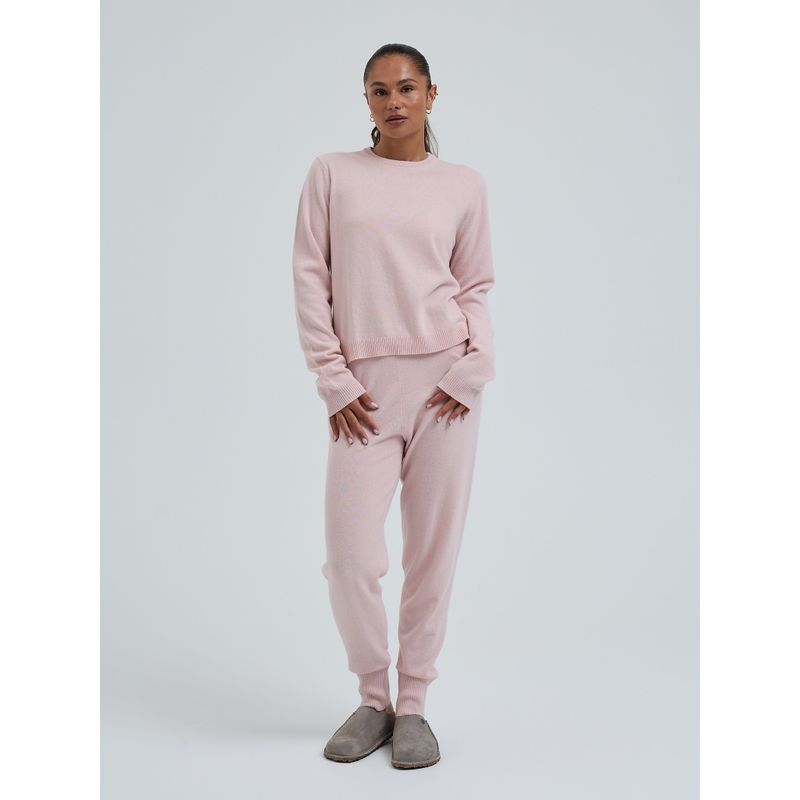 Wool Cashmere, Classic Crew Neck, Powder Pink, Merino / Cashmere