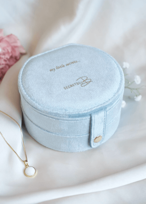 Hovedbilde Smykkeskrin Medium Rundt, 2 etasjer, LyseBlå