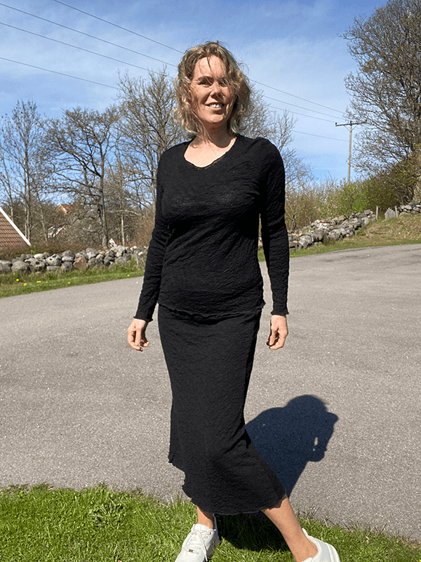 5503 Skjørt, Black, Bubble Wool