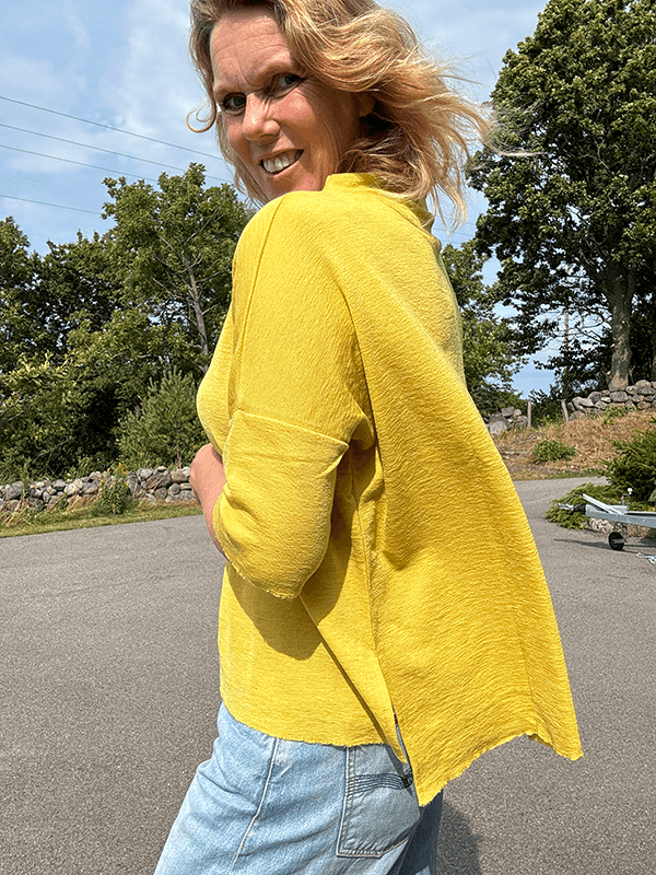 4083 T-Skjorte Vid Splitter, Lemon Curry, Merino
