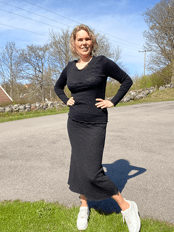 5503 Skjørt, Black, Bubble Wool