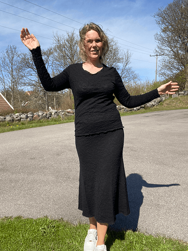 5503 Skjørt, Black, Bubble Wool