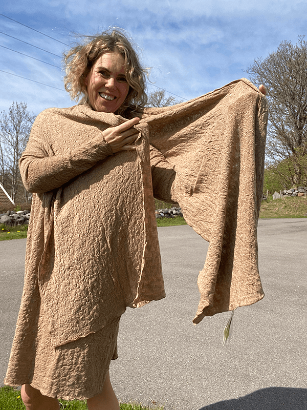 1503 Skjerf 58x200cm, Light Camel Melange, Bubble Wool