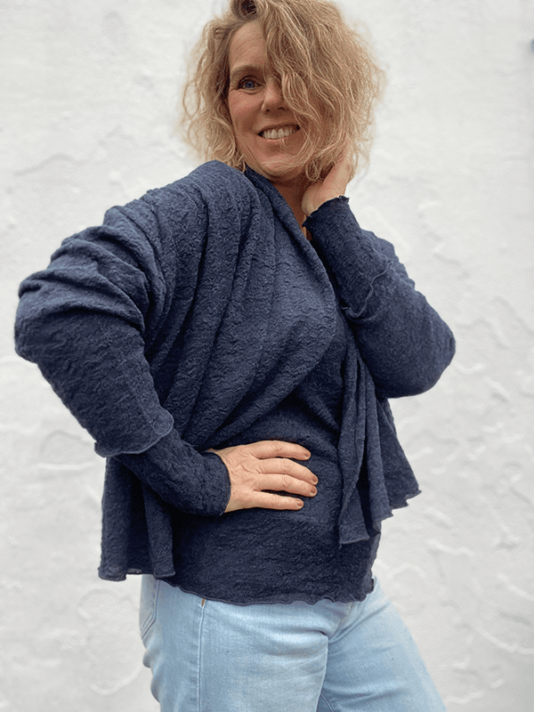 8503 Cardigan, Midnight Blue Melange, Bubble Wool