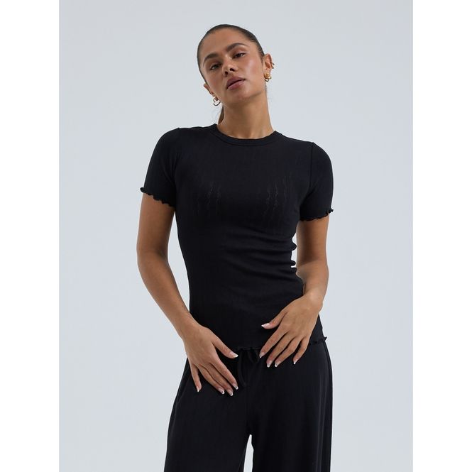 Hovedbilde Jacquard T-Skjorte / Topp, Black, Bomull