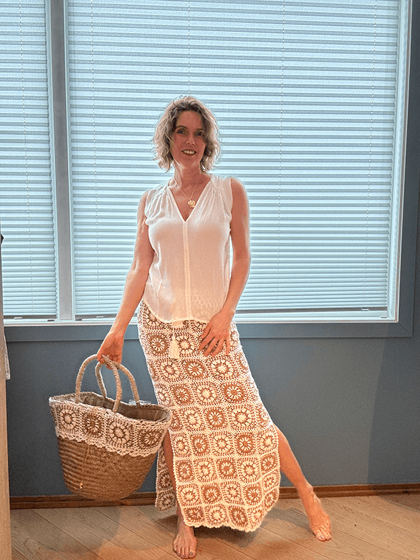 Fiji Skjørt, Ivory / Sand, Heklet