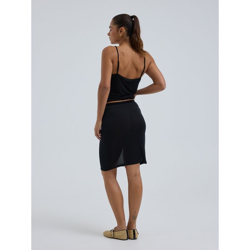 Silk Sporty Skirt, UnderSkjørt, Black, Silke