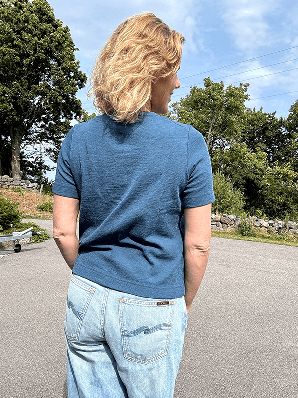 8032 Cardigan Kort Erm, Denim Blue, Merino