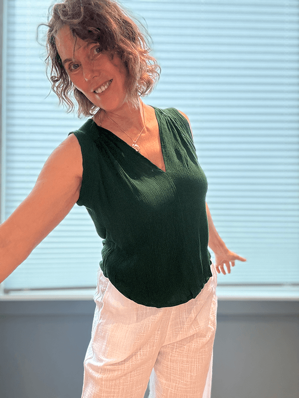 Venice Topp, Forest, Rayon Crinckle