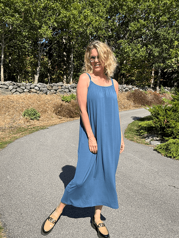 7622 Strap Dress, Denim Blue, Bamboo