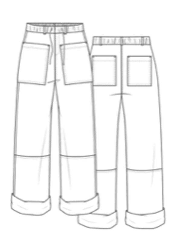 11033 Bukse Patch Pockets, Black, Lin