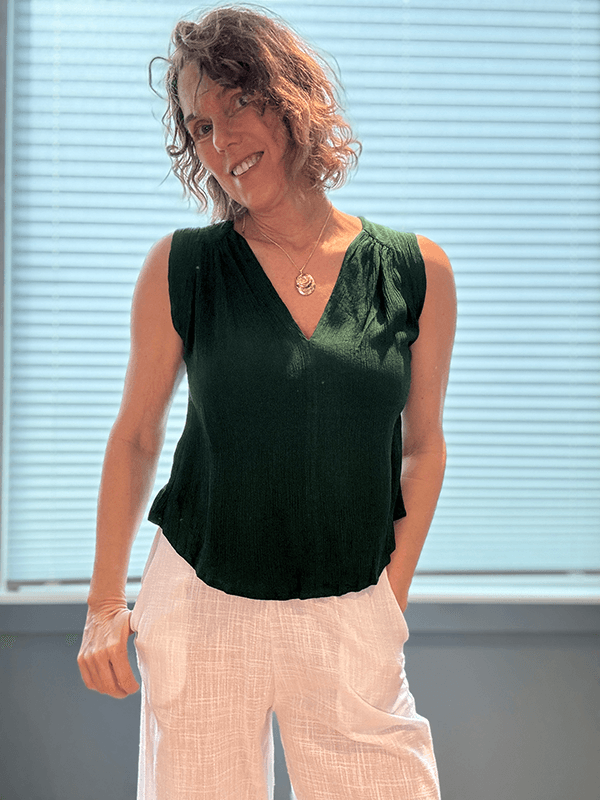 Venice Topp, Forest, Rayon Crinckle