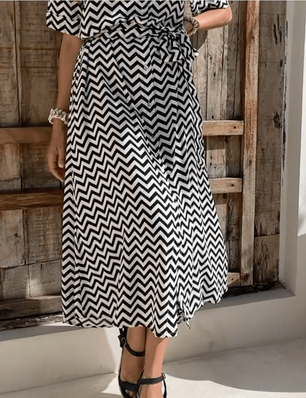 Lucca Kjole Zig Zag, Black / White, Rayon