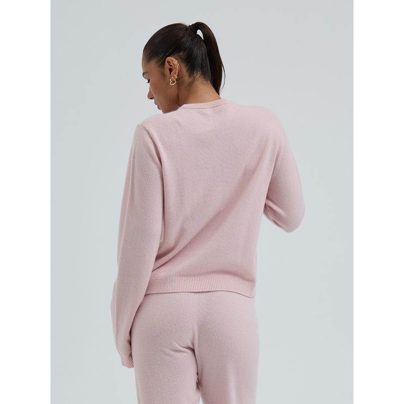 Wool Cashmere, Classic Crew Neck, Powder Pink, Merino / Cashmere